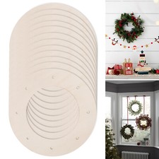6/12x Wooden Wreath Frames Round Floral Hoop Rings for Xmas Easter Wedding Decor