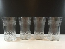 4 x Edwardian Pall Mall Lady Hamilton Glass Tumblers Cut & Needle Etched - 4.5”h