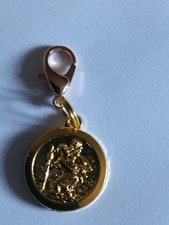 Lucky St Christopher Clip On Charm for Bracelet Gold Plated Saint Christopher