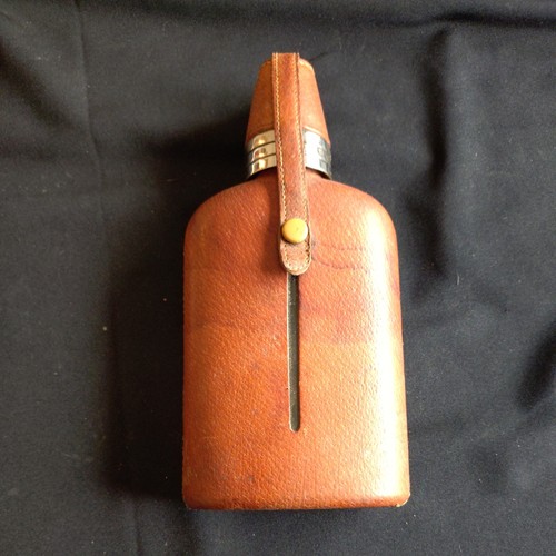 Vintage leather covered flask - leather,