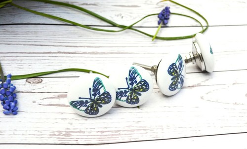 White blue butterfly ceramic - butterfly,