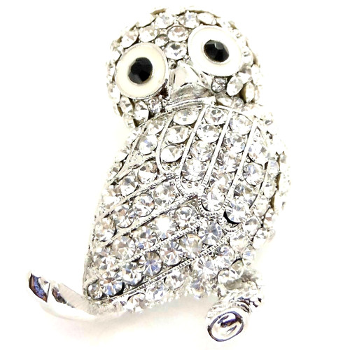 Owl brooch silver - owl, in