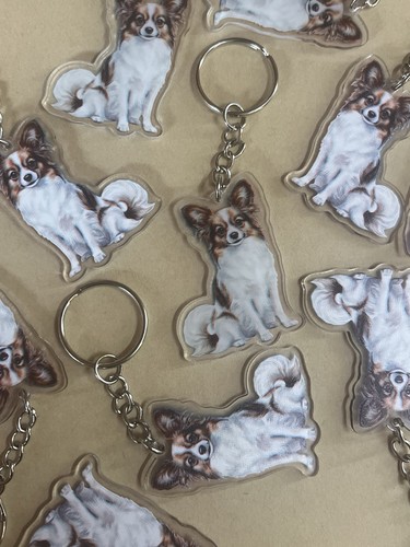 Papillon dog breed keyring - dog,