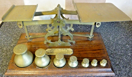 Antique brass postal scales - antique,