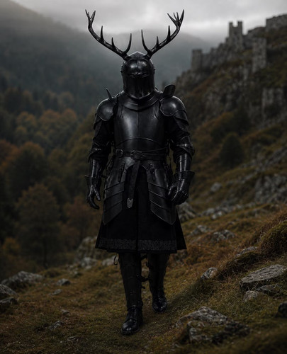 Black barbuta stag knight - stag,