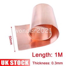 Copper Sheet Strip C102 99.9% Pure Cu Thin Foil Plate Flat Stock 0.3mm*50mm*1m
