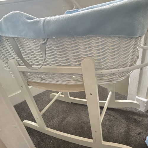 Wicker moses basket - wicker, blue