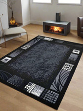 Modern Black Grey Rugs Mats Large Small Hallway Runners Big Floor Area Carpet