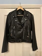 Zara Real Leather Black Biker
