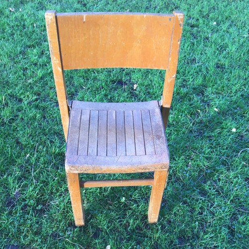 Vtg wooden school chair mid - wooden,