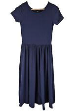 Asos Navy T-Shirt Skater Dress, Short Sleeve Pleated Skirt, Size UK 8 Eur 36