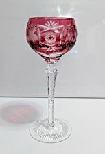 VTG. NACHTMANN Traube Cut to Clear Crystal Cranberry Hock Wine Glass, 8 1/4"