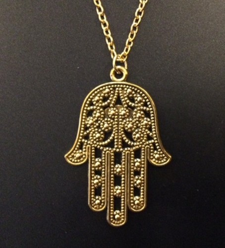 Gold hamsa hand necklace - hamsa, of