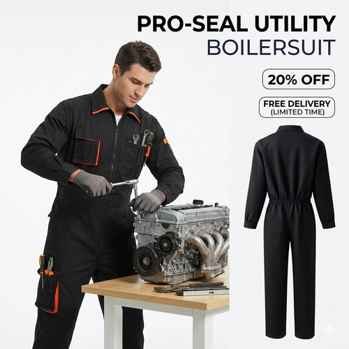 Men black work overall - black,