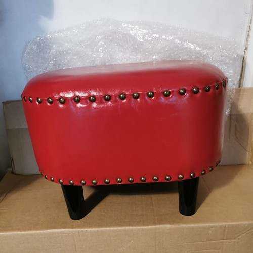 Leather rivet footstool - pu,