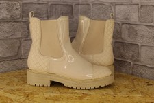 CREAM FAUX PATENT LEATHER CHELSEA BOOTS SIZE 5 / 38 BY RIVER ISLAND USED CON