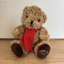 House Of Fraser 2010 Teddy Bear Fraser Brown Red Scarf Sitting Soft Toy Plush 