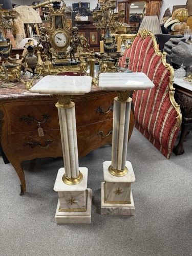 Pair marble columns flutted - pair, of