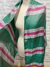 Silk scarf boho striped pink