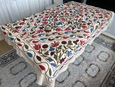 Antique Vintage  Uzbek Embroidery Suzani Bed Cover Table Cloth Throw178x144cm 16