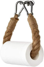 Chunky Rope Toilet Roll Holder, Shabby Chic Loo Paper Holder Jute Nautical Indus