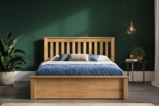 EMPEROR SOLID OAK OTTOMAN STORAGE BED - DOUBLE - KING SIZE - SUPER KING SIZE