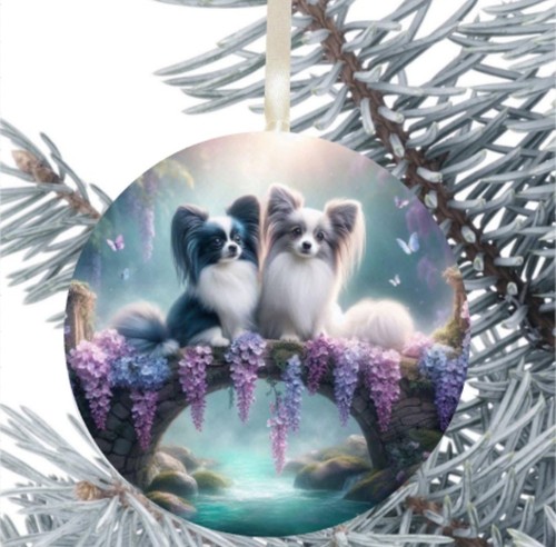 Papillon dog hanging bauble - dog,
