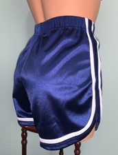 NEW Glossy Stretch Satin Athletic Boy Shorties Panties Vtg gym shorts look sz  L