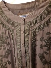 Antik Batik Tunic Womens Size XS Silk Black EUC Drawstring Waistband 