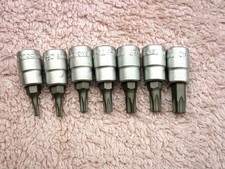 TENG TOOLS TORX SOCKETS, 1/4 DRIVE, T10, 15, 20, 25, 27, 30 AND T40, NEW.