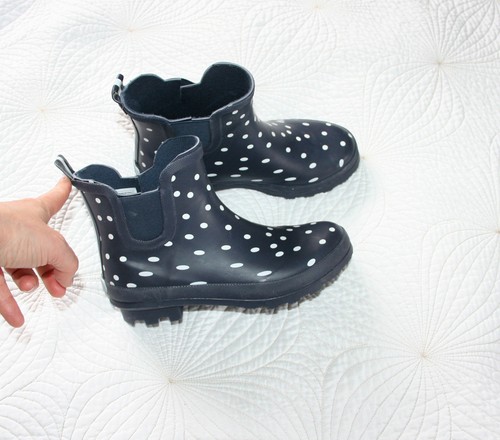 New navy white polka dots - navy,