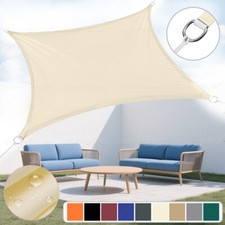 HEAVY DUTY SUN SHADE SAIL GARDEN PATIO AWNING CANOPY 98% UV BLOCK WATERPROOF UK