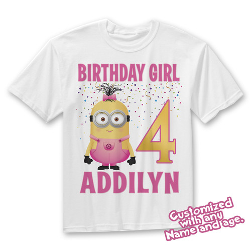 Girl minion birthday tee - girl,