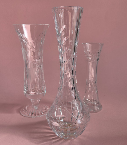 Trio vintage cut glass bud - vintage,