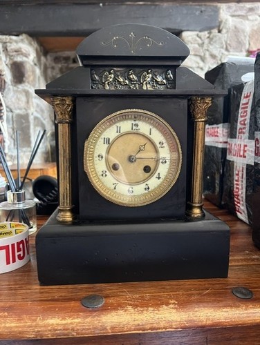 Old antique slate and brass - and,