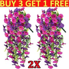 2PCS Outdoor Decor Artificial Fake Hanging Basket Plants Silk Flowers Vine Home