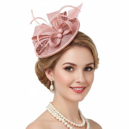 Big saucer sinamay headband - on,