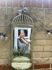 Made To Look Antique Garden Wall Mirror,sage Green.looks Like A Bird Cage….