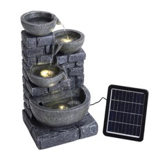 Outdoor Natural Slate Garden Solar Powered LED Water Feature Cascade Fountain UK
