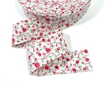 Quilt Binding Red White Cotton 1.25" Wide Bias Single Center Fold 6 Yds