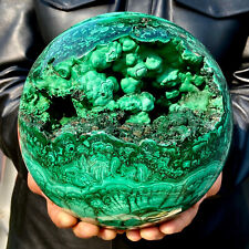 16LB Large Natural malachite ball quartz crystal energy ball reiki healing