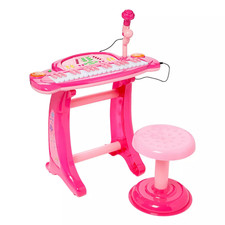 Dash Toyz Pink 36-Key Kids Piano Set W/Microphone & Chair Records & Plays Back