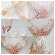 First Holy Communion Flower Girl Pageant Wedding Fingerless Diamante Gloves New