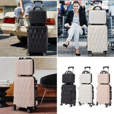 2Pcs Travel Set 14+20Inch Hard Shell Suitcase Hand Cabin Luggage & Vanity Case