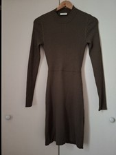 SANDRO Ribbed Knit Khaki Dress