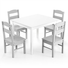 Kids Table and Chair Set Children Wooden Activity Table with 4 Chairs