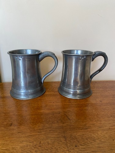 Pair antique victorian pewter - pair,