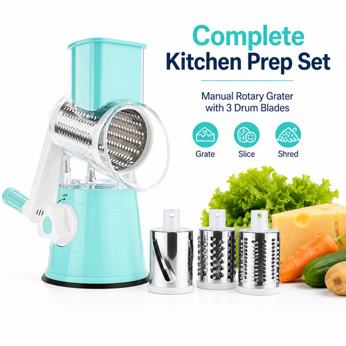 Manual rotary cheese grater - cheese,