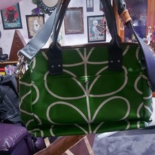 Orla Kiely Green Linear Stem Laminated Shoulder Bag   (B3)