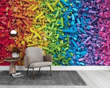 3D Gradient Color LEGO Bricks Self-adhesive Removeable Wallpaper Wall Mural